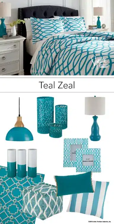 teal bedroom accessories set