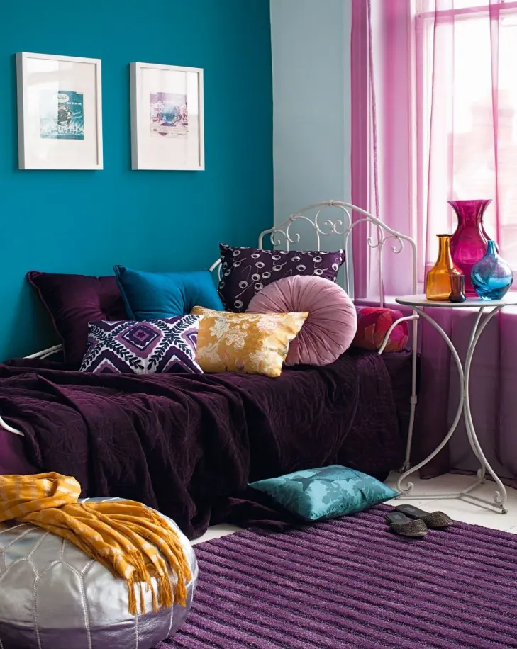 modern purple and teal bedroom ideas