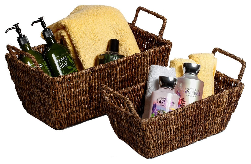 wicker basket for bathroom