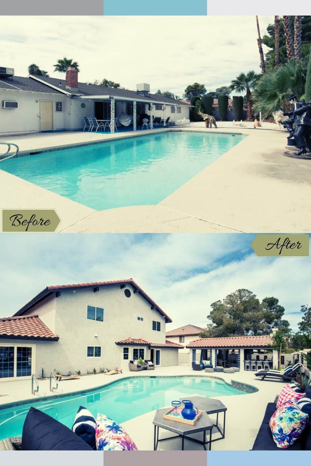 rectangle pool remodel before and after