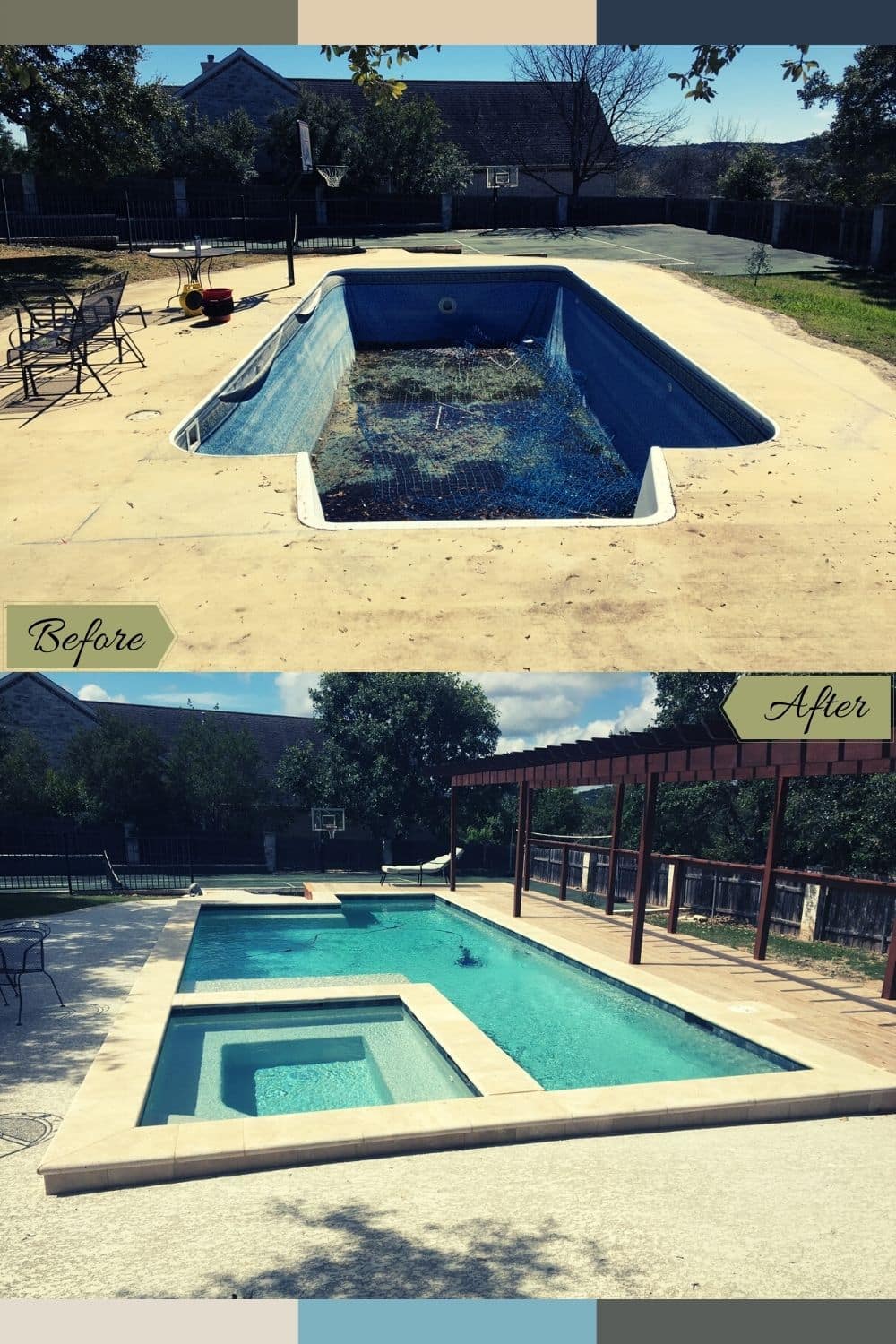 swimming pool remodel before and after