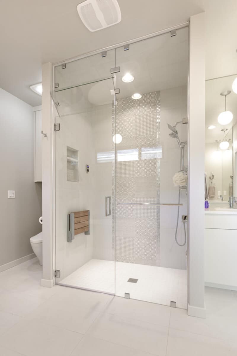 white mid century modern bathroom