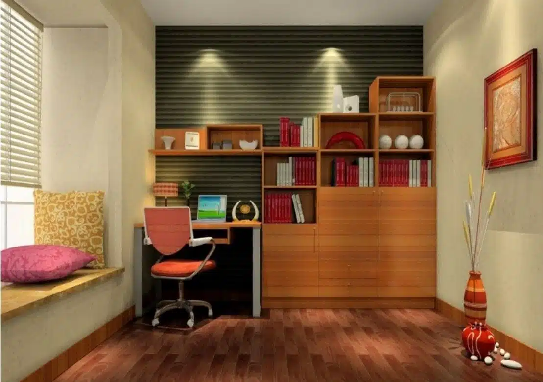 arranged study space at home