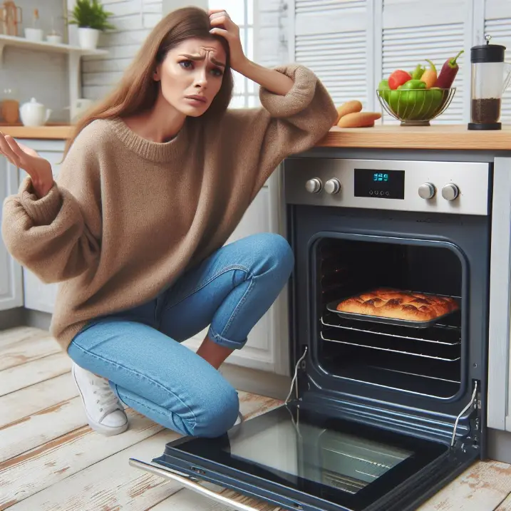 woman frustrated over oven does not heat,