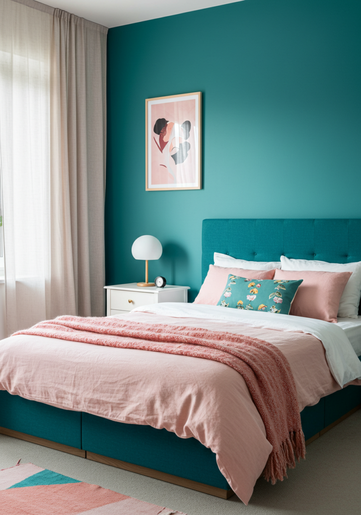 Teal Bedroom Ideas and Blush Pink