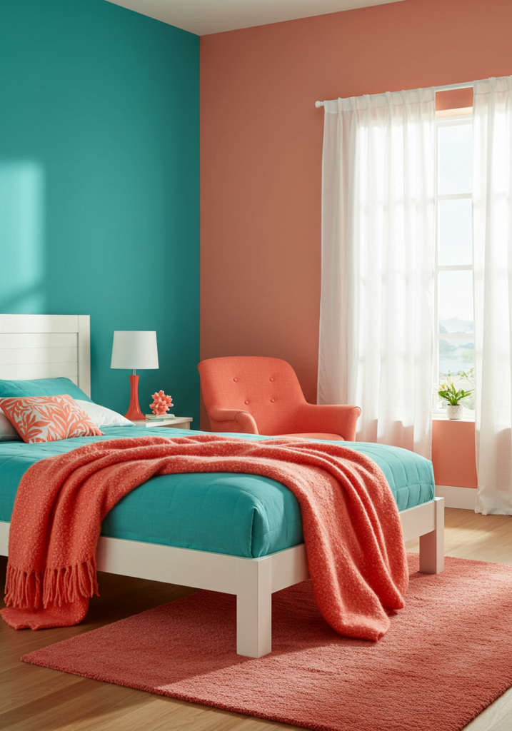 Teal and Coral Bedroom Ideas