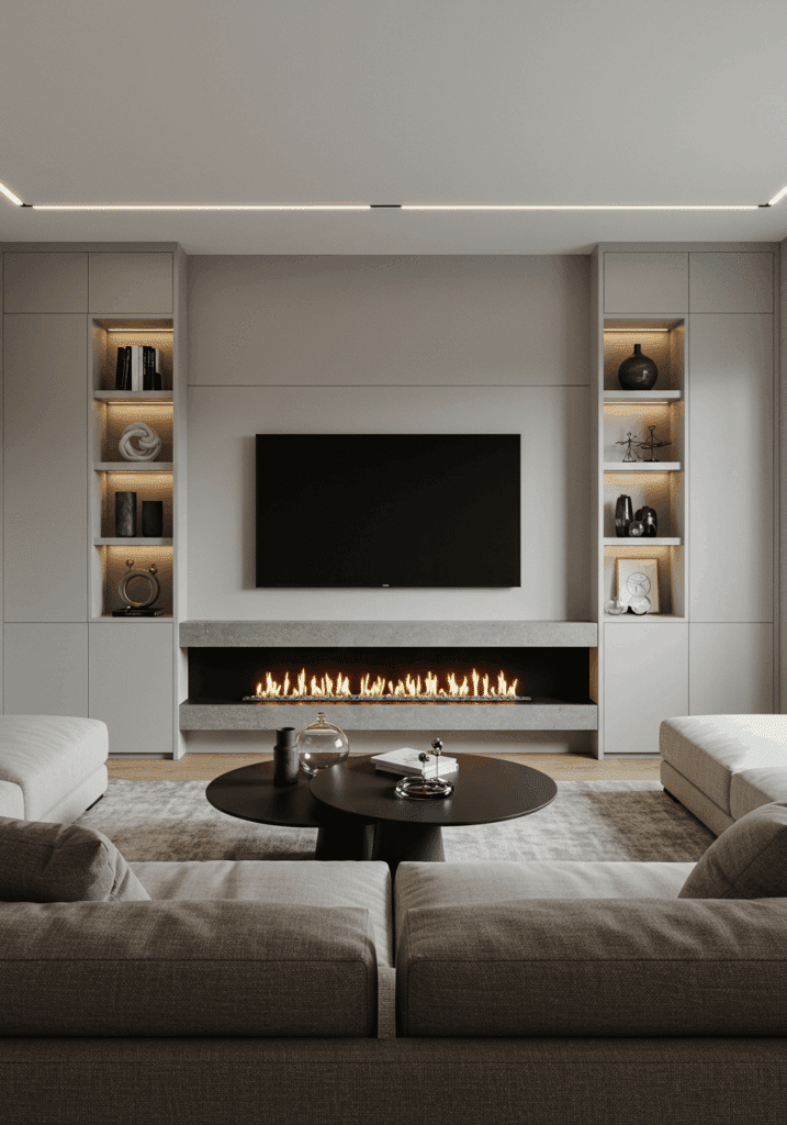 Living Room Layout with Fireplace and TV