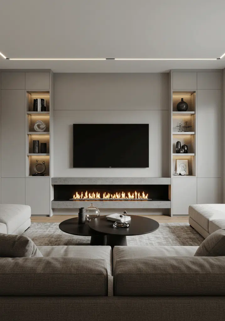 Living Room Layout with  Fireplace and TV