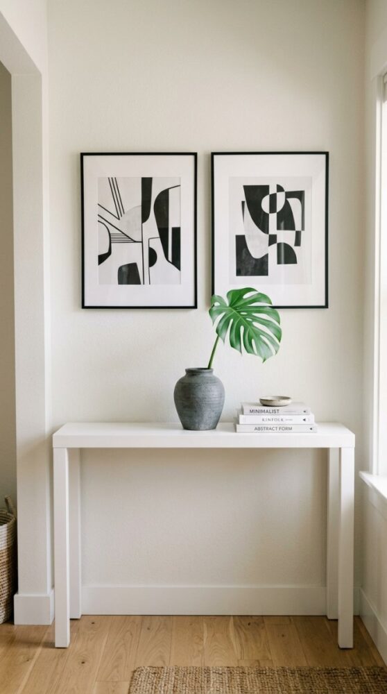 White_console_table_abstract_prints_202606171735.jpeg