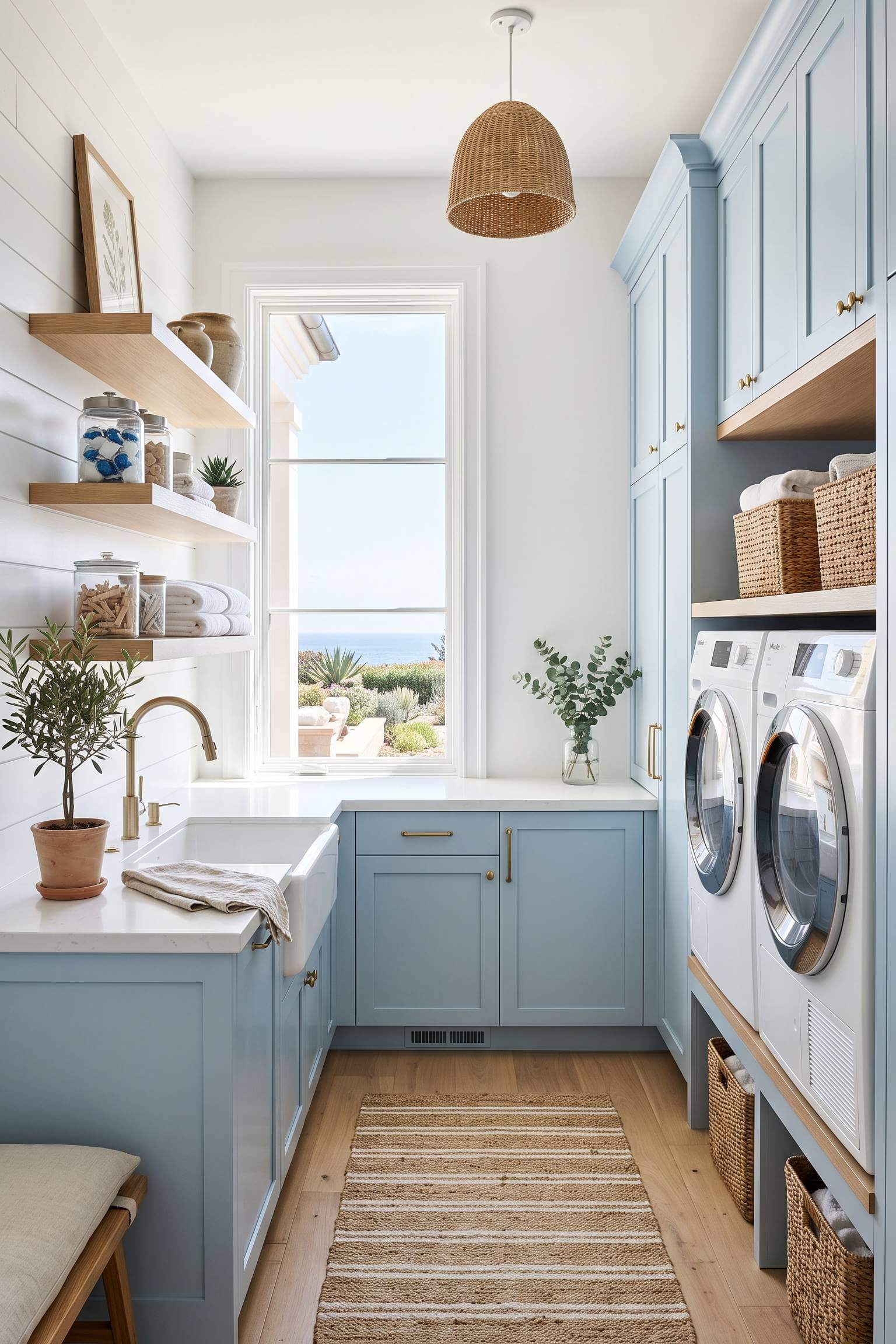 Bright and Airy Coastal Luxury Laundry Room Ideas