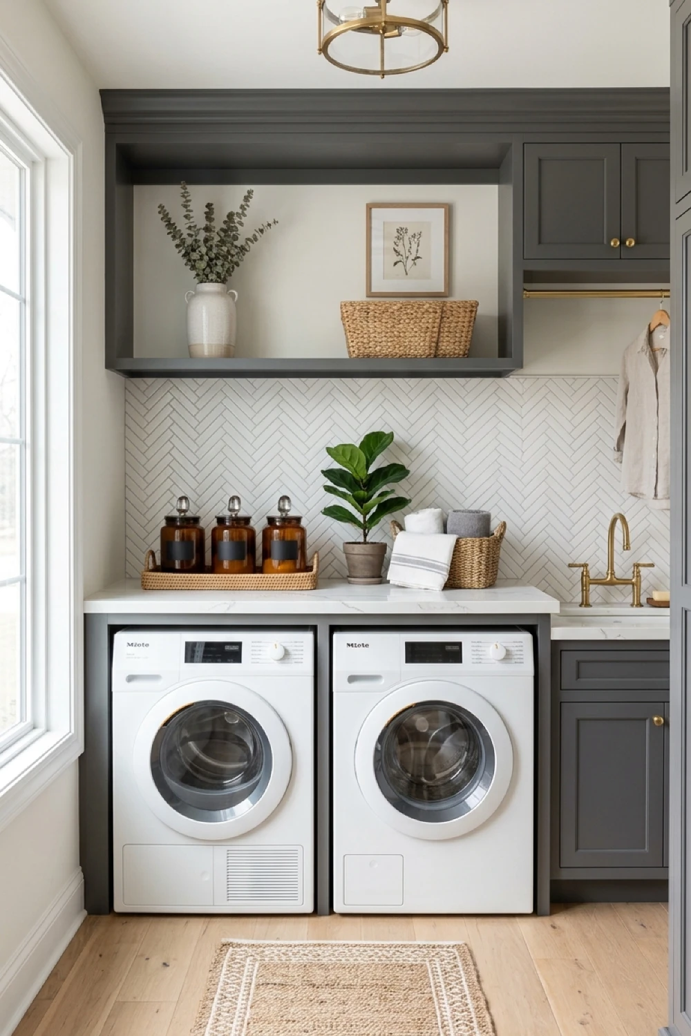 22-elegant-laundry-room-ideas-to-transform-your-daily-routine-moody-charcoal-cabinetry-and-herringbone-backsplash.webp