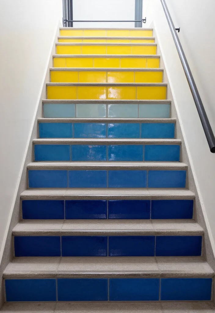 14 Colorful Tile Riser Styles That Will Add Fun to Any Staircase! - 3. Classic Subway Tiles with a Twist 1