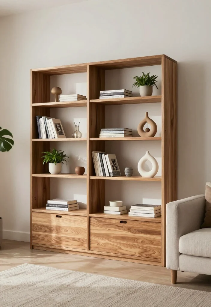 15 Minimalist Wood Furniture Ideas That Will Transform Your Living Room into a Chic Retreat! - 3. Modular Wood Shelving 1