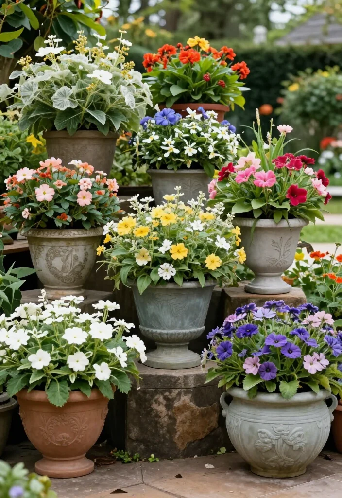 17 Beautiful Narrow Flower Bed Ideas That Will Transform Your Garden (You Won't Believe #5!) - 10. Container Flower Beds 1