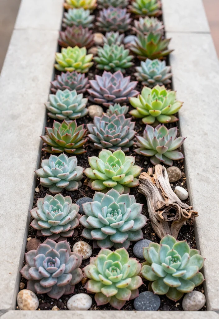 17 Beautiful Narrow Flower Bed Ideas That Will Transform Your Garden (You Won't Believe #5!) - 12. Vibrant Succulent Displays 1
