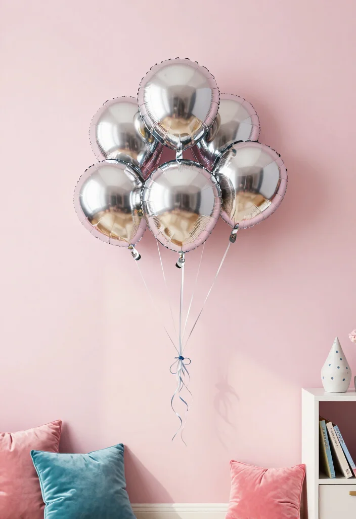 17 Chrome Wall Art Pieces That Will Spark Joy in Your Home (Get Ready to Love #8!) - 11. Whimsical Chrome Balloons 1
