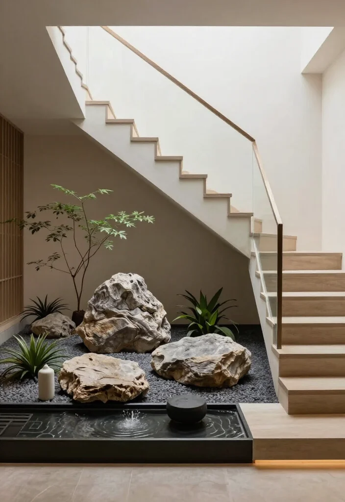 19 Luxury Indoor Gardens Under Stairs That Will Transform Your Home into a Botanical Paradise! - 10. Zen-inspired Gardens 1
