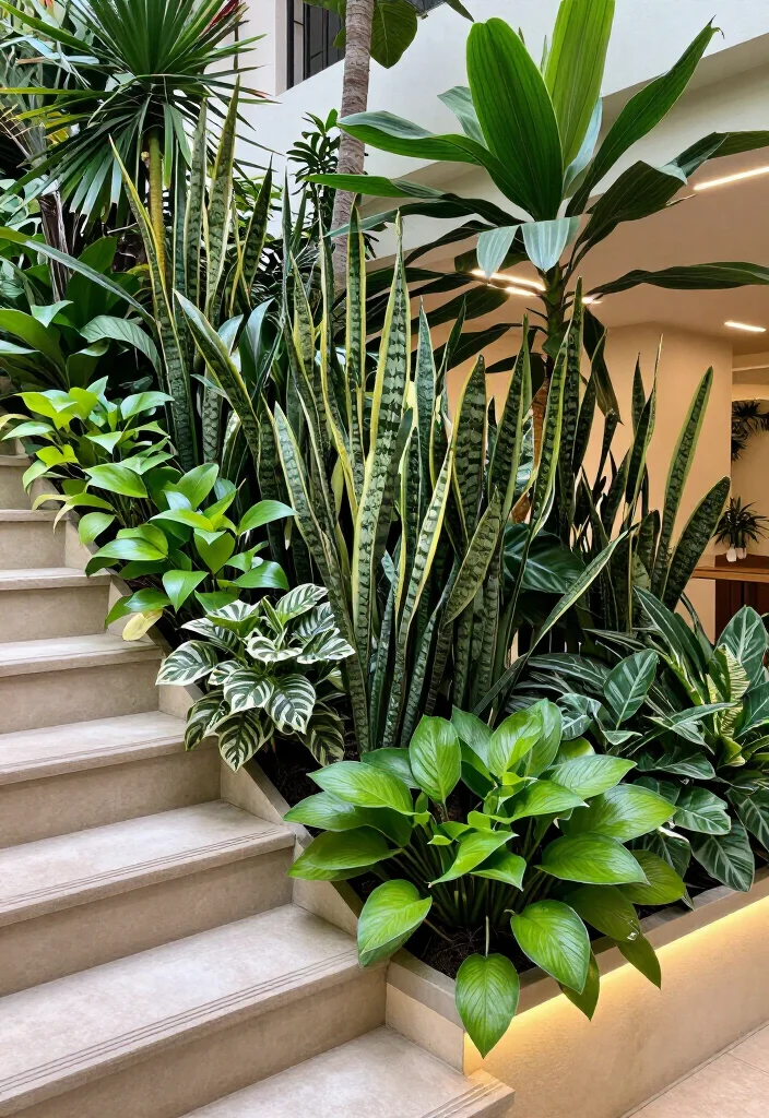 19 Luxury Indoor Gardens Under Stairs That Will Transform Your Home into a Botanical Paradise! - 14. Low-light Plant Options 1