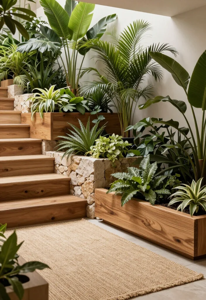 19 Luxury Indoor Gardens Under Stairs That Will Transform Your Home into a Botanical Paradise! - 16. Using Natural Materials 1