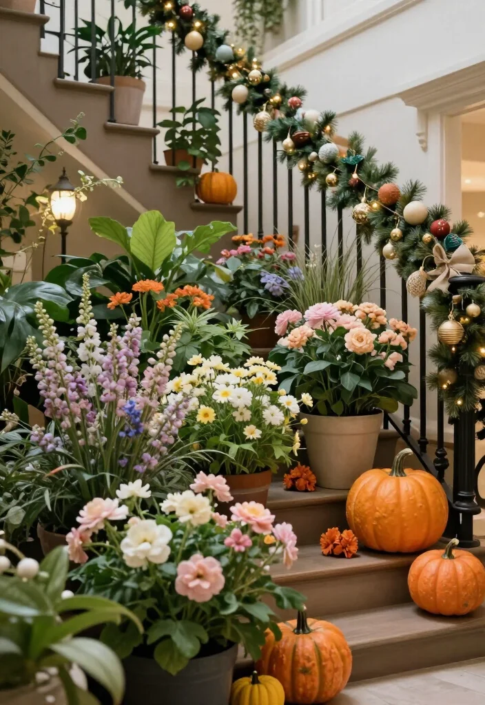 19 Luxury Indoor Gardens Under Stairs That Will Transform Your Home into a Botanical Paradise! - 17. Seasonal Displays with Holiday Decor 1