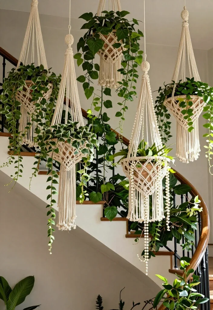 19 Luxury Indoor Gardens Under Stairs That Will Transform Your Home into a Botanical Paradise! - 5. Hanging Gardens for a Unique Touch 1