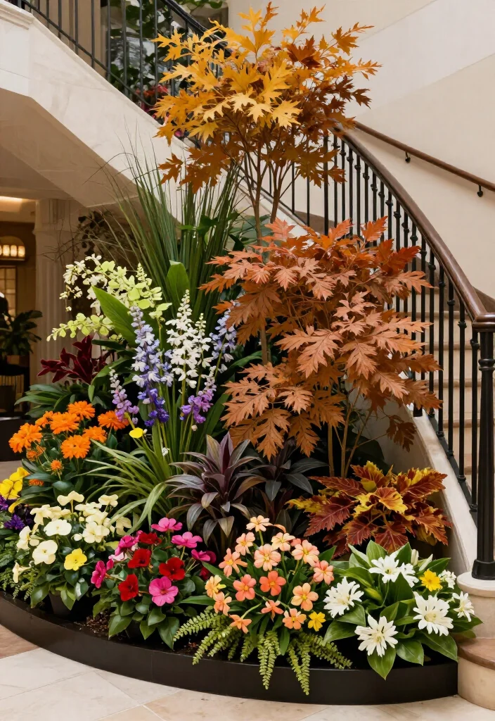 19 Luxury Indoor Gardens Under Stairs That Will Transform Your Home into a Botanical Paradise! - 9. Seasonal Rotations 1