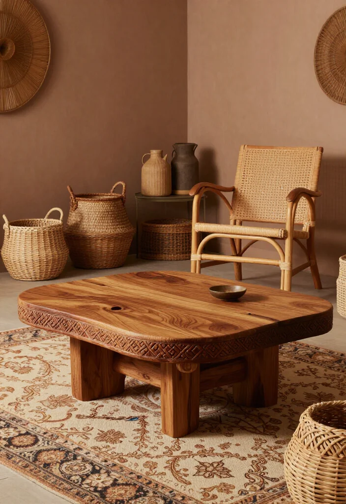 19 Stunning African Boho Living Room Designs That'll Transform Your Space! - 2. Artisan Furniture Pieces 1