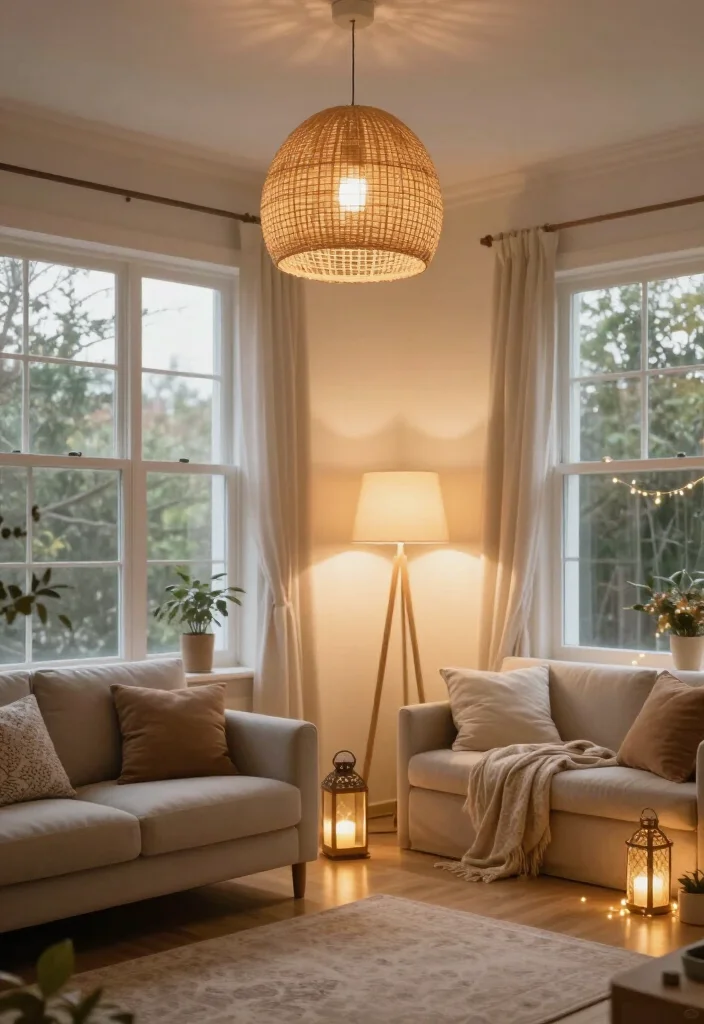 19 Stunning African Boho Living Room Designs That'll Transform Your Space! - 7. Layered Lighting 1