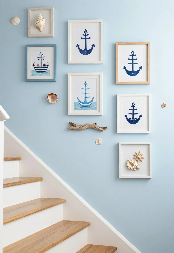 20 Aesthetic Staircase Wall Decor Ideas That Will Transform Your Home (You’ll Love #15!) - 19. Coastal-Inspired Decor 1
