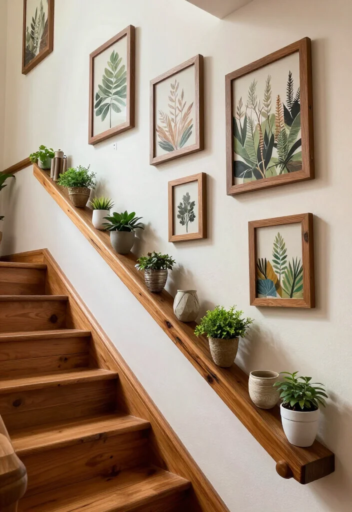 20 Aesthetic Staircase Wall Decor Ideas That Will Transform Your Home (You’ll Love #15!) - 7. Rustic Wooden Accents 1