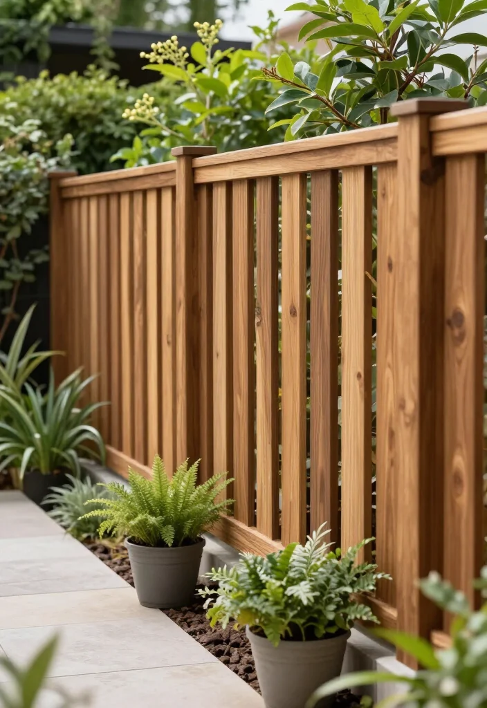 20 Creative Garden Fencing Ideas for Narrow Spaces That Will Wow Your Neighbors! - 18. Privacy Slat Fencing 1
