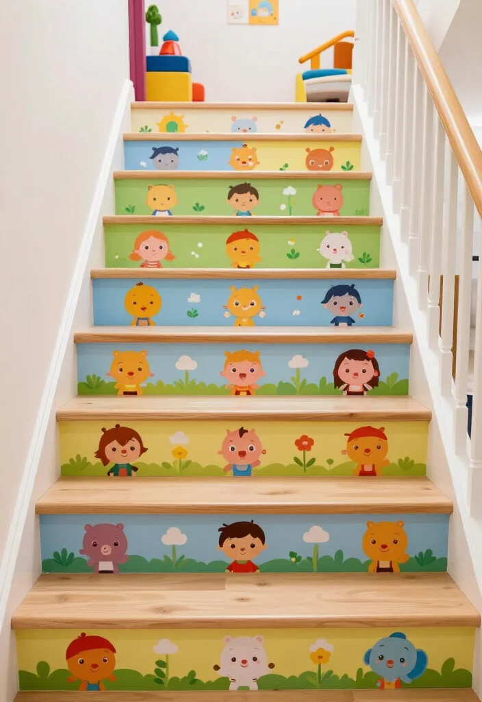 20 Creative Stair Riser Stickers That Will Elevate Your DIY Game (Can You Handle #6?) - 12. Kid-Friendly Designs 1