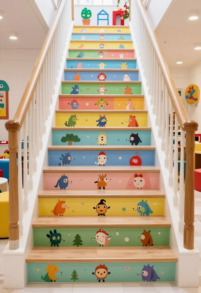 20 Creative Stair Riser Stickers That Will Elevate Your DIY Game (Can You Handle #6?) - 4. Whimsical Wonderland 1