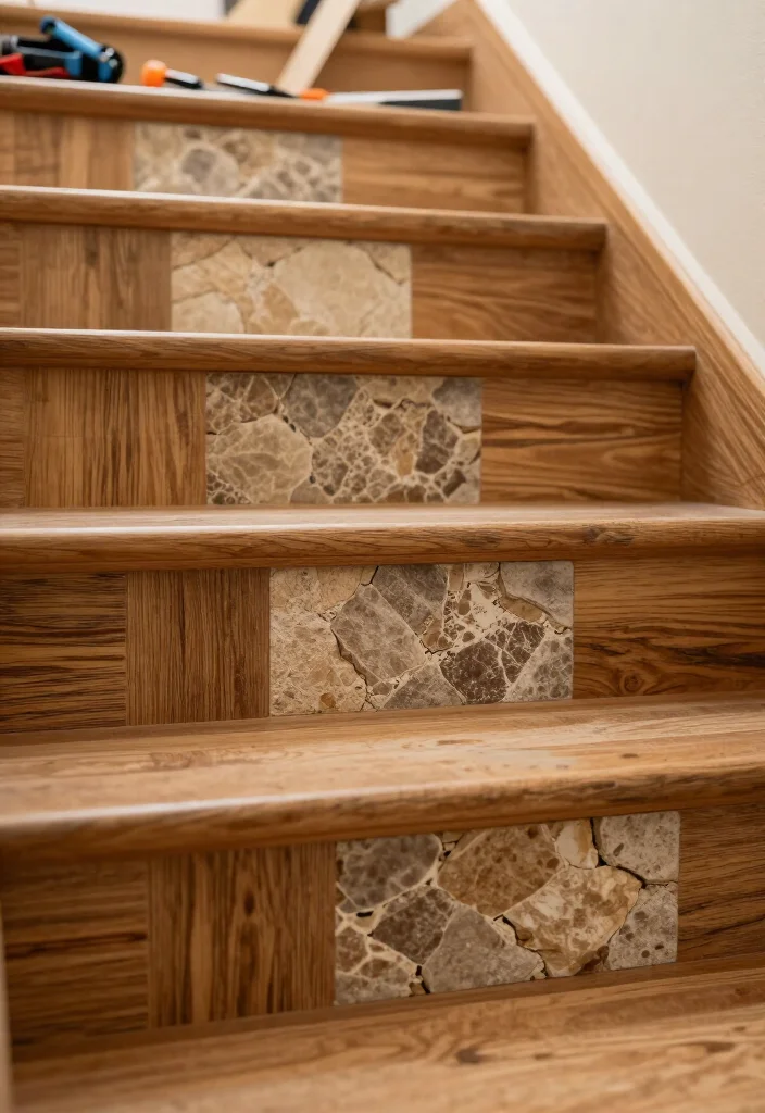 20 Creative Stair Riser Stickers That Will Elevate Your DIY Game (Can You Handle #6?) - 6. Bold Textures 1