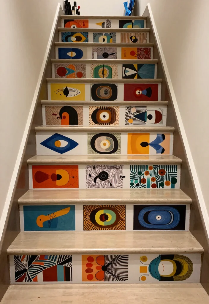 20 Creative Stair Riser Stickers That Will Elevate Your DIY Game (Can You Handle #6?) - 9. Artistic Expressions 1