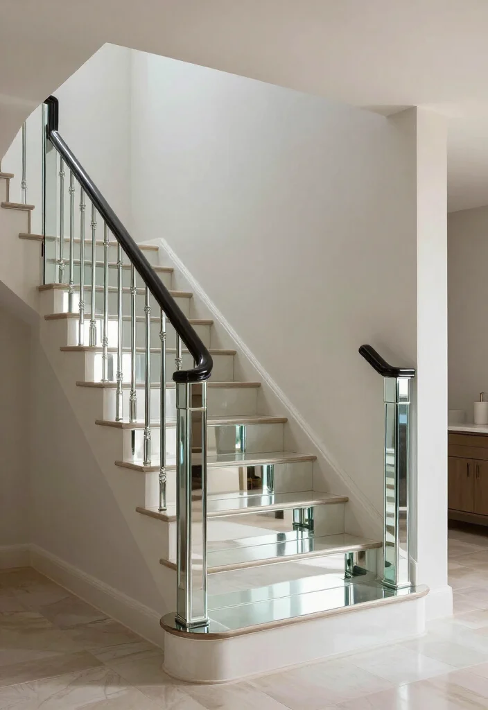 20 Metallic Accents for Stair Risers That Will Wow Your Guests! - 10. Elegant Mirror Finishes 1