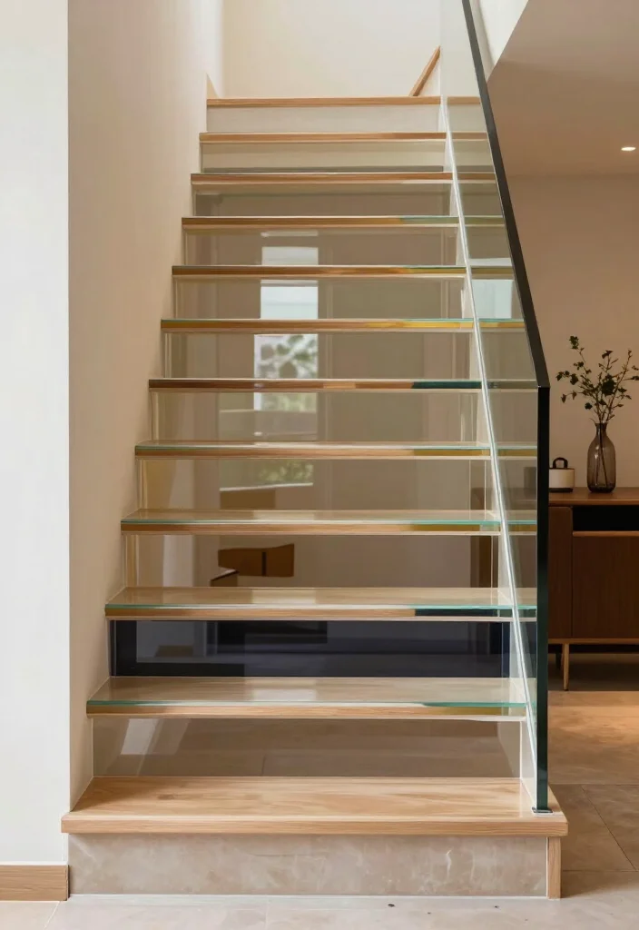 20 Metallic Accents for Stair Risers That Will Wow Your Guests! - 15. Reflective Acrylic Layers 1