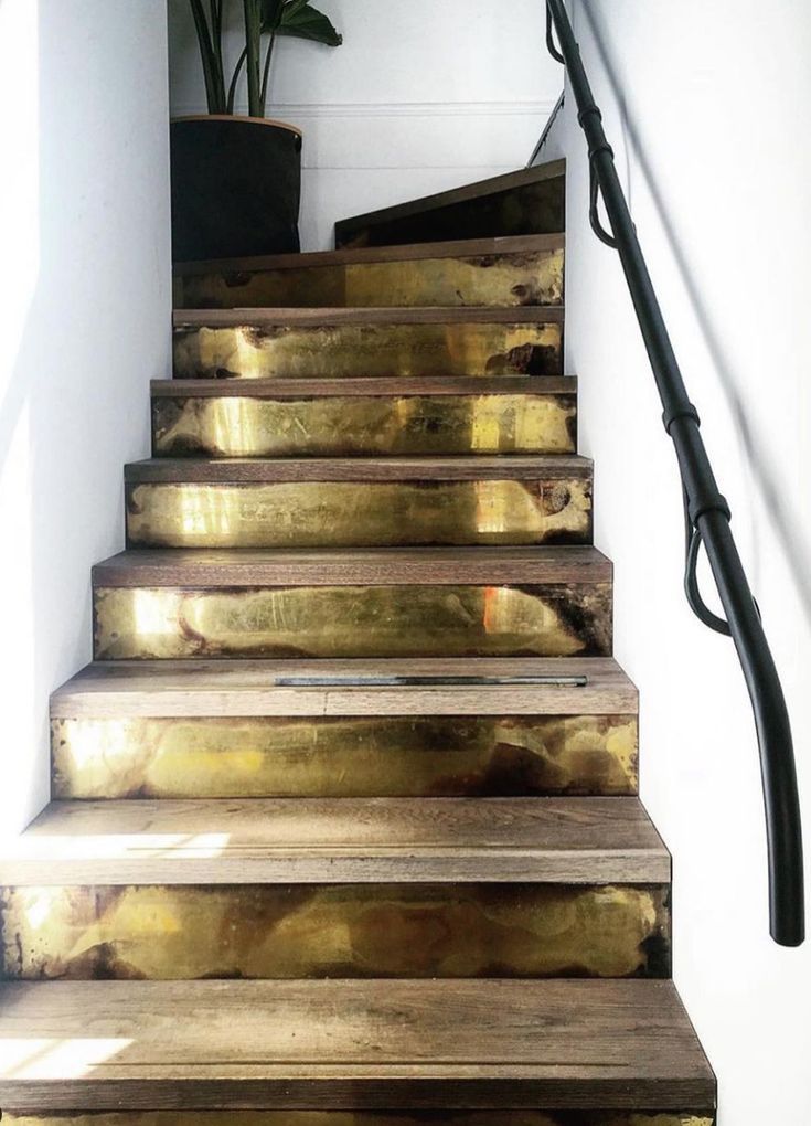 20 Metallic Accents for Stair Risers That Will Wow Your Guests! - 20. Engraved Metallic Details 1