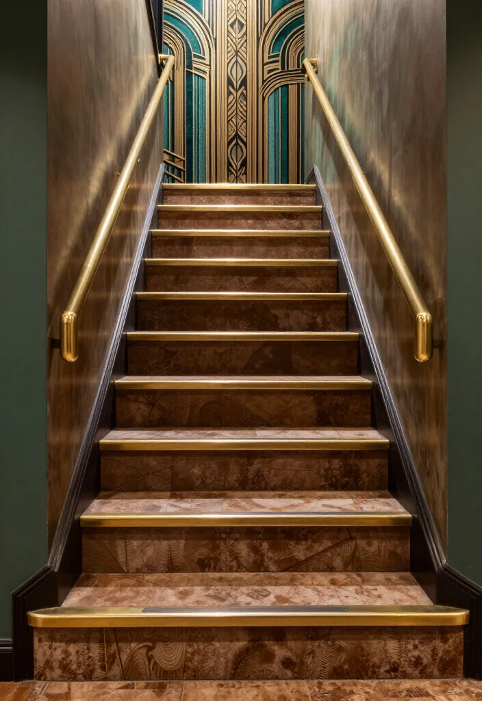 20 Metallic Accents for Stair Risers That Will Wow Your Guests! - 4. Bold Brass Accents 1