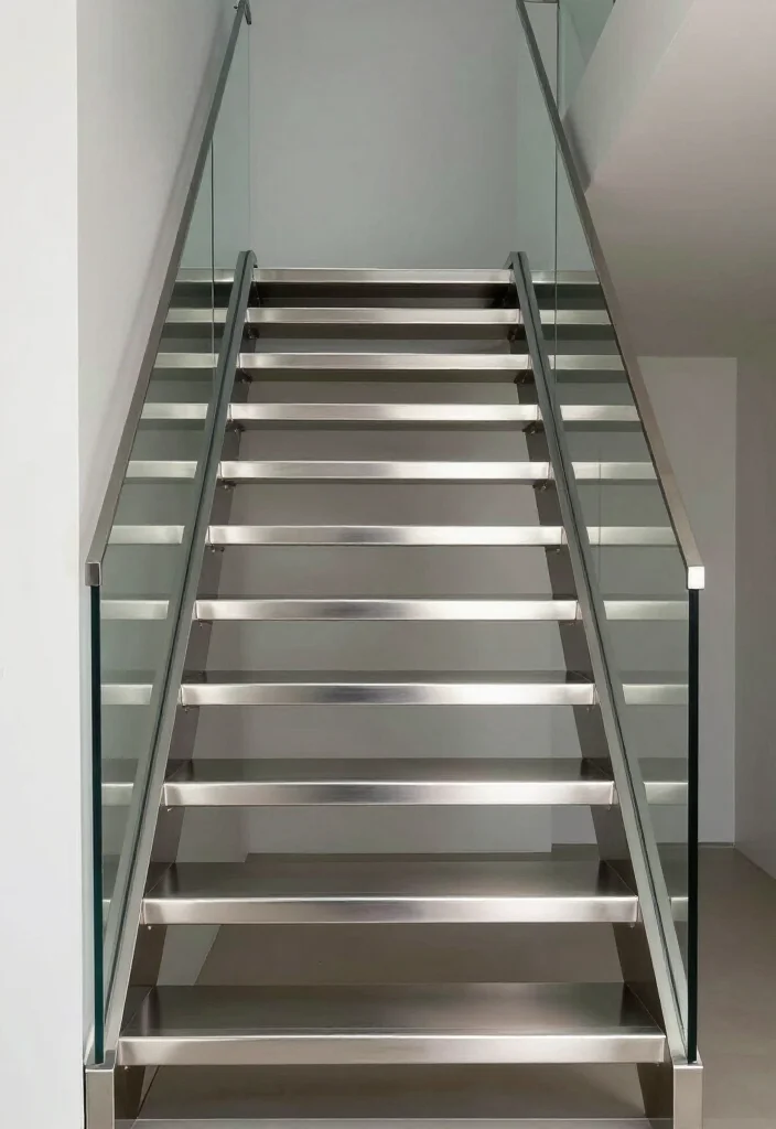 20 Metallic Accents for Stair Risers That Will Wow Your Guests! - 5. Chic Stainless Steel Risers 1