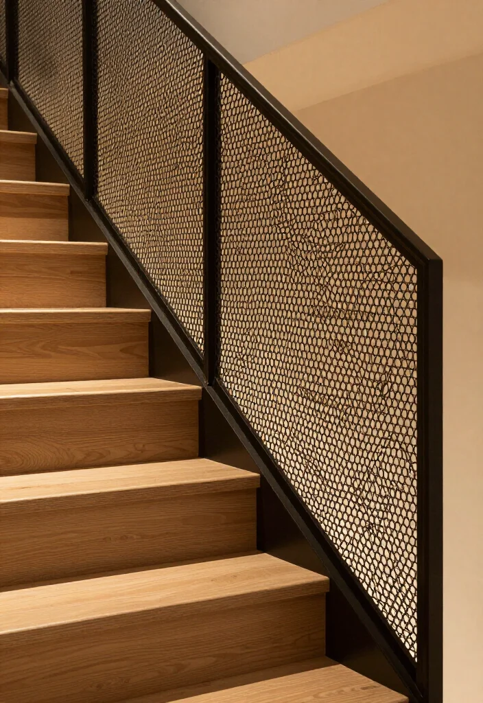 20 Metallic Accents for Stair Risers That Will Wow Your Guests! - 7. Exquisite Metal Mesh Designs 1